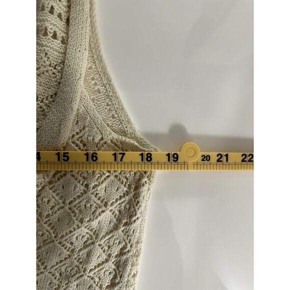 Freshman Cream Crochet Cardigan Bikini Cover Up Cottage Whimsical M Boho beach - Picture 8 of 8